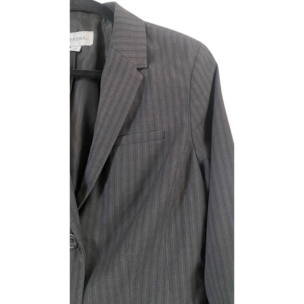Merona Womens Taupe Striped Suit Blazer Size 10 Pants Size 8 Career Business - Picture 4 of 16